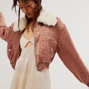 Free People Crafted Floral Bomber Jacket
